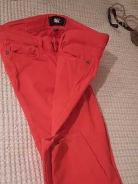 PAIGE Women’s Coral-Red Slim Stretch Chinos Soft Jeans